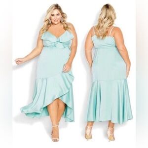 NWT CITY CHIC RUFFLE AMORE, TRUE WRAP, HI-LOW DRESS Sz. 20 (L). STUNNING DRESS
